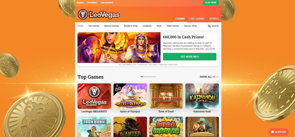 Leovegas casino interface