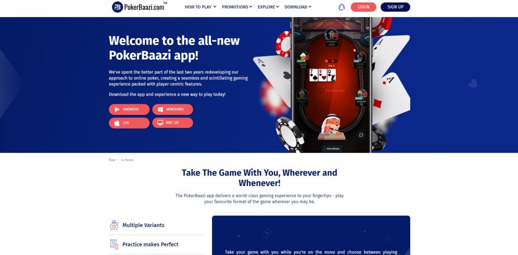 Available apps at PokerBaazi