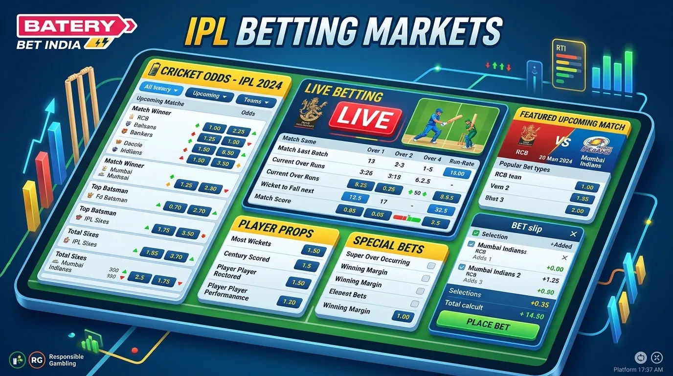 IPL Betting Markets through Batery Bet India