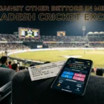 Smartphone and ticket on a stadium armrest, showing cricket exchange.